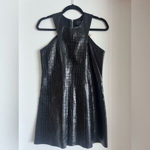 Alexis Black Croc-Embossed Mini Dress